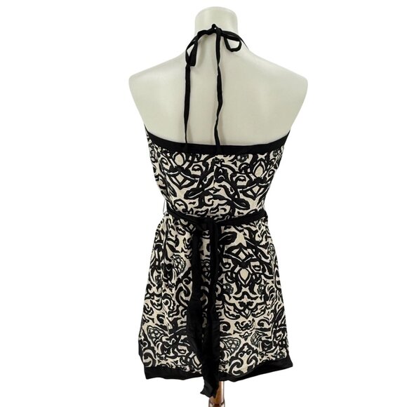 French Connection Wrap Halter Dress Black & White Size 6, 52% Viscose 48% Linen - Picture 6 of 11